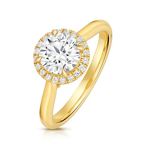 18CT 1.25CT LAB GROWN CERTIFIED ROUND HALO PLAIN SHOULDERS