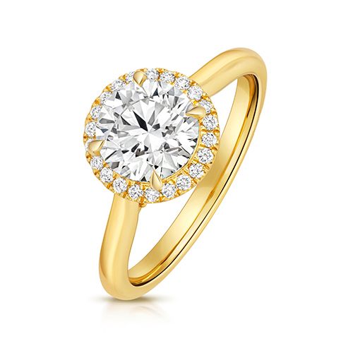 18CT 1.50CT LAB GROWN CERTIFIED ROUND HALO PLAIN SHOULDERS