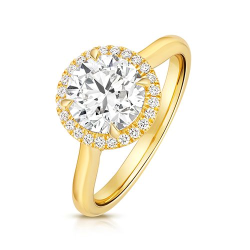 18CT 2.0CT LAB GROWN CERTIFIED ROUND HALO PLAIN SHOULDERS