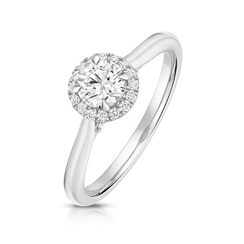 18CT 0.50CT LAB GROWN CERTIFIED ROUND HALO PLAIN SHOULDERS