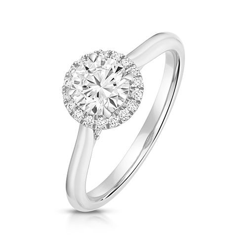 18CT 0.75CT LAB GROWN CERTIFIED ROUND HALO PLAIN SHOULDERS