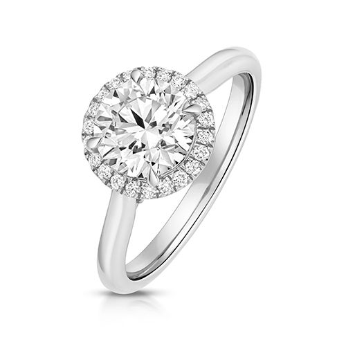 18CT 1.50CT LAB GROWN CERTIFIED ROUND HALO PLAIN SHOULDERS