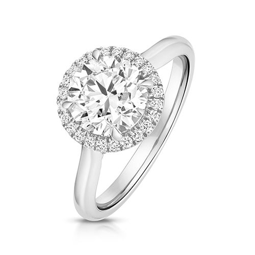 18CT 2.0CT LAB GROWN CERTIFIED ROUND HALO PLAIN SHOULDERS