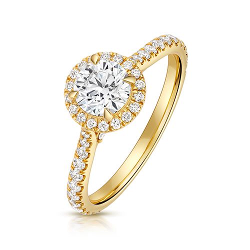 18CT 0.75CT LAB GROWN CERTIFIED ROUND HALO DIA SET SHOULDERS