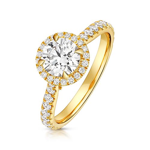 18CT 1.0CT LAB GROWN CERTIFIED ROUND HALO DIA SET SHOULDERS