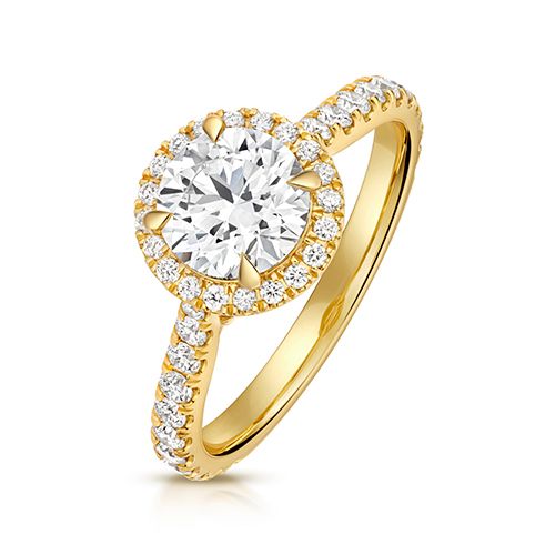 18CT 1.25CT LAB GROWN CERTIFIED ROUND HALO DIA SET SHOULDERS
