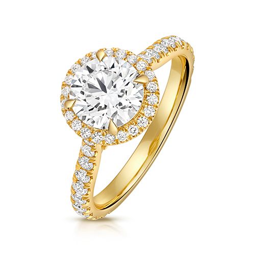 18CT 1.50CT LAB GROWN CERTIFIED ROUND HALO DIA SET SHOULDERS