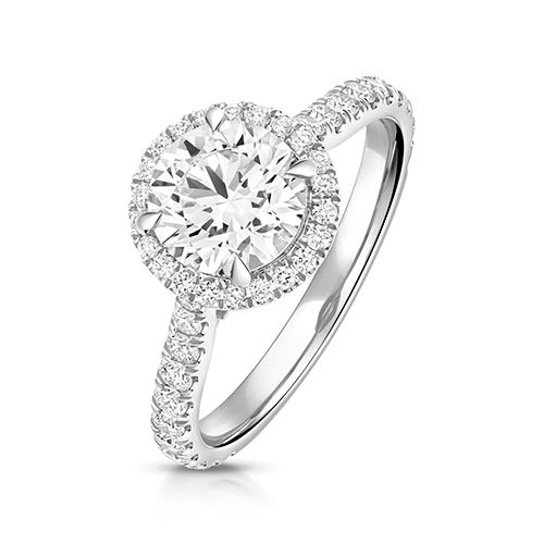 18CT 1.50CT LAB GROWN CERTIFIED ROUND HALO DIA SET SHOULDERS