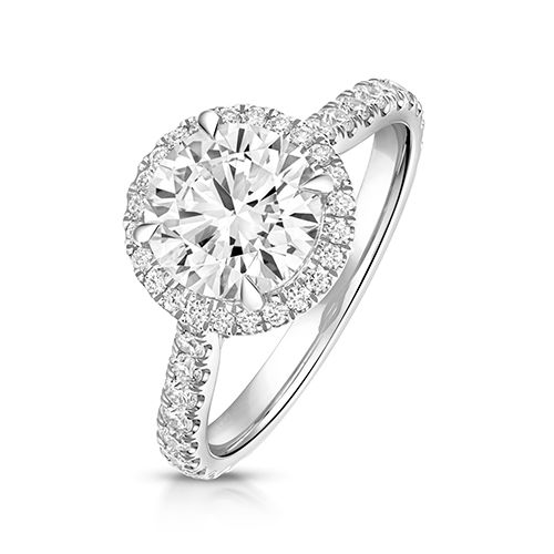 18CT 2.0CT LAB GROWN CERTIFIED ROUND HALO DIA SET SHOULDERS