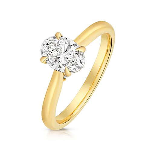 18CT 1.0CT LAB GROWN CERTIFIED OVAL SOLITAIRE PLAIN SHOULDERS