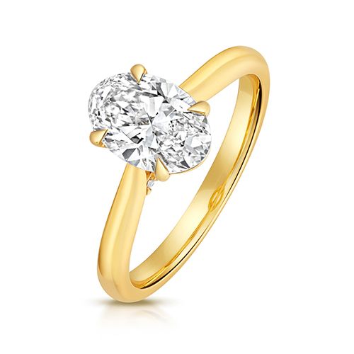 18CT 1.50CT LAB GROWN CERTIFIED OVAL SOLITAIRE PLAIN SHOULDERS