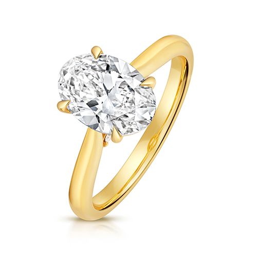 18CT 2.0CT LAB GROWN CERTIFIED OVAL SOLITAIRE PLAIN SHOULDERS