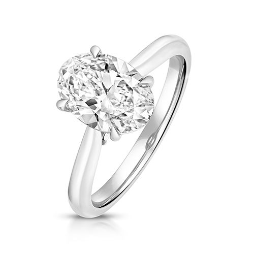 18CT 2.0CT LAB GROWN CERTIFIED OVAL SOLITAIRE PLAIN SHOULDERS
