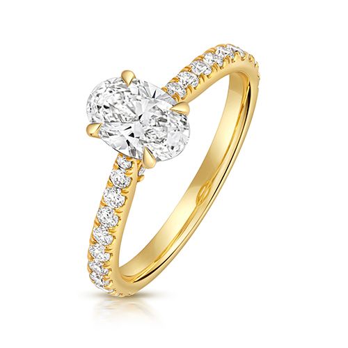 18CT 1.0CT LAB GROWN CERTIFIED OVAL SOLITAIRE DIA SET SHOULDERS