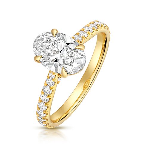 18CT 1.50CT LAB GROWN CERTIFIED OVAL SOLITAIRE DIA SET SHOULDERS