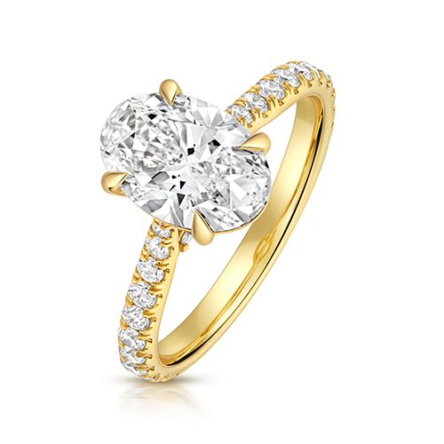 18CT 2.0CT LAB GROWN CERTIFIED OVAL SOLITAIRE DIA SET SHOULDERS