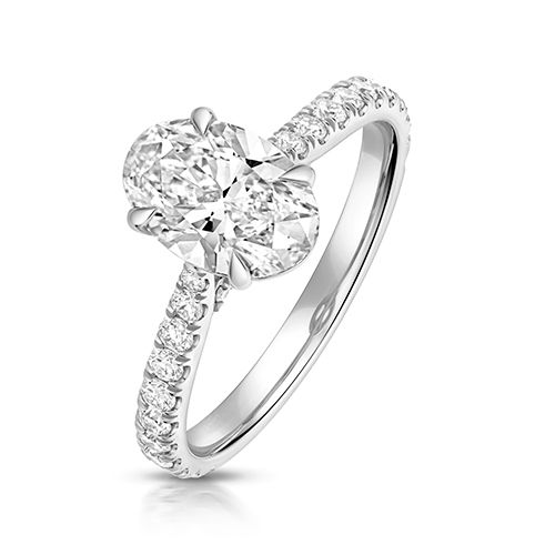 18CT 1.50CT LAB GROWN CERTIFIED OVAL SOLITAIRE DIA SET SHOULDERS