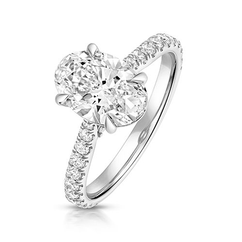 18CT 2.0CT LAB GROWN CERTIFIED OVAL SOLITAIRE DIA SET SHOULDERS