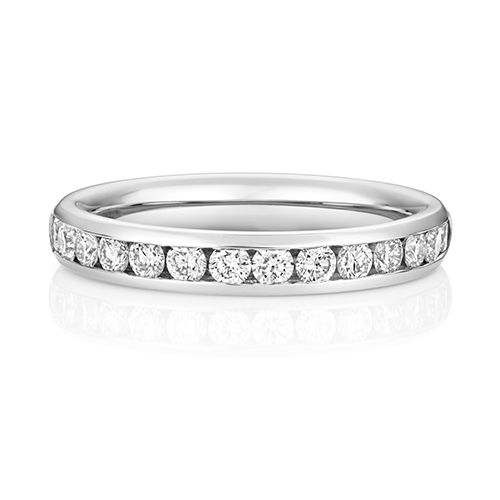 LAB GROWN DIAMOND SET WEDDING RING IN PLATINUM PT 50% CHANNEL SET 3.1MM