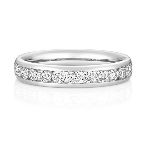 LAB GROWN DIAMOND SET WEDDING RING IN PLATINUM PT 50% CHANNEL SET 3.7MM
