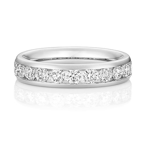 LAB GROWN DIAMOND SET WEDDING RING IN PLATINUM PT 50% CHANNEL SET 4.2MM