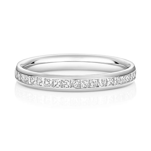 LAB GROWN DIAMOND SET WEDDING RING IN PLATINUM PT 50% PRINCESS CUT CHANNEL SET 2.7MM
