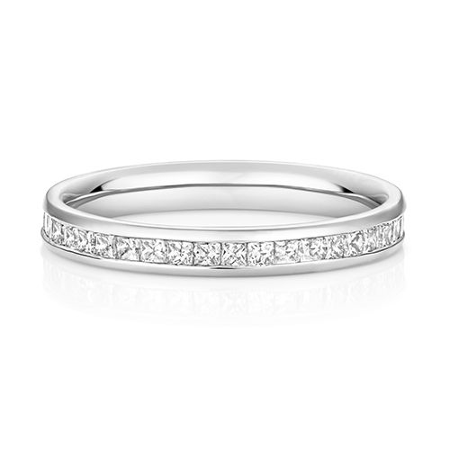 LAB GROWN DIAMOND SET WEDDING RING IN PLATINUM PT 100% PRINCESS CUT CHANNEL SET 2.7MM