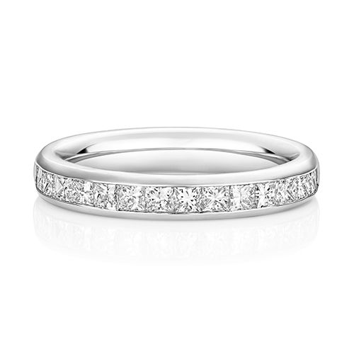 LAB GROWN DIAMOND SET WEDDING RING IN PLATINUM PT 50% PRINCESS CUT CHANNEL SET 3.3MM