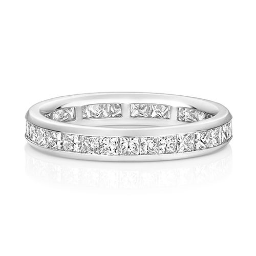 LAB GROWN DIAMOND SET WEDDING RING IN PLATINUM PT 100% PRINCESS CUT CHANNEL SET 3.3MM