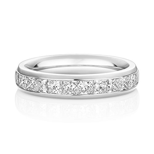 LAB GROWN DIAMOND SET WEDDING RING IN PLATINUM PT 50% PRINCESS CUT CHANNEL SET 4.1MM
