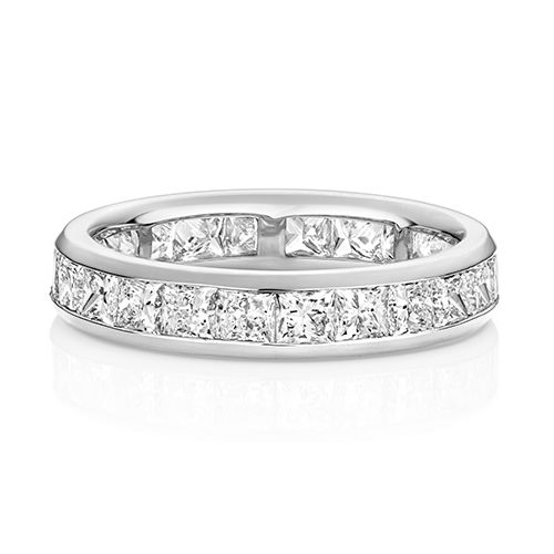 LAB GROWN DIAMOND SET WEDDING RING IN PLATINUM PT 100% PRINCESS CUT CHANNEL SET 4.1MM