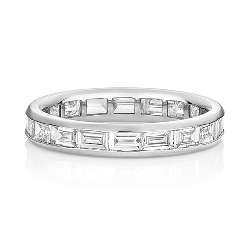 LAB GROWN DIAMOND SET WEDDING RING IN PLATINUM PT 100% BAGUETTE SET 3.4MM
