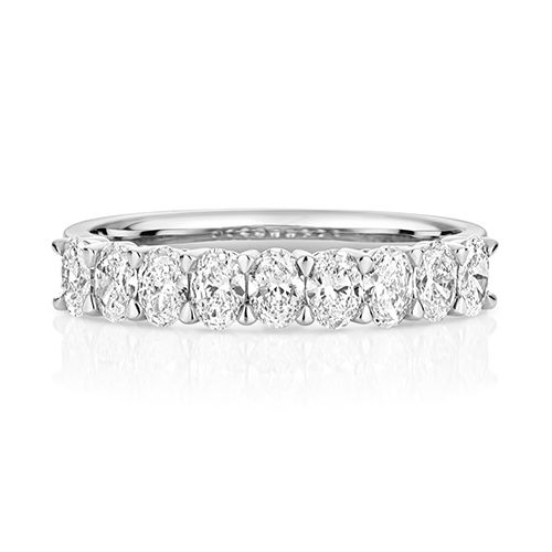 LAB GROWN DIAMOND OVAL HALF ETERNITY IN PLATINUM PT ~40% CLAW SET 3.7MM