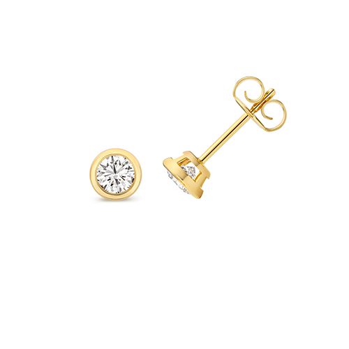 18CT 0.70CT LAB GROWN CERTIFIED ROUND RUBOVER EARRING STUDS