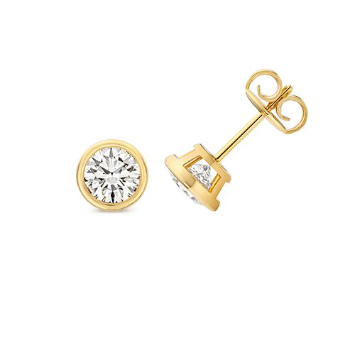 18CT 2.0CT LAB GROWN CERTIFIED ROUND RUBOVER EARRING STUDS