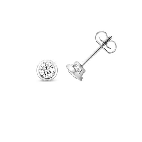 18CT 0.70CT LAB GROWN CERTIFIED ROUND RUBOVER EARRING STUDS