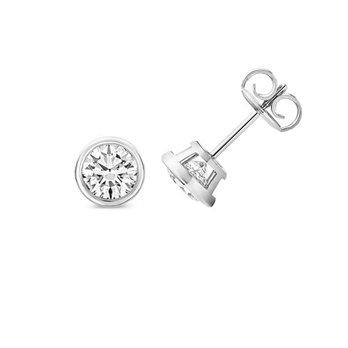 18CT 2.0CT LAB GROWN CERTIFIED ROUND RUBOVER EARRING STUDS