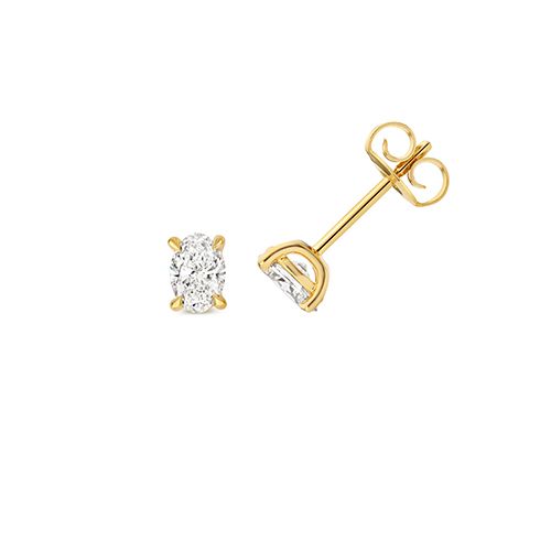18CT 0.70CT LAB GROWN CERTIFIED OVAL 4 CLAW EARRING STUDS