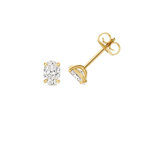 18CT 1.0CT LAB GROWN CERTIFIED OVAL 4 CLAW EARRING STUDS
