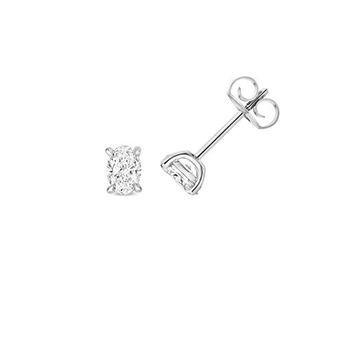 18CT 0.70CT LAB GROWN CERTIFIED OVAL 4 CLAW EARRING STUDS