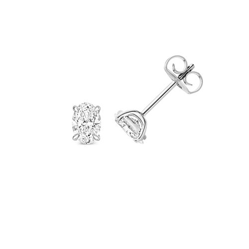 18CT 1.0CT LAB GROWN CERTIFIED OVAL 4 CLAW EARRING STUDS