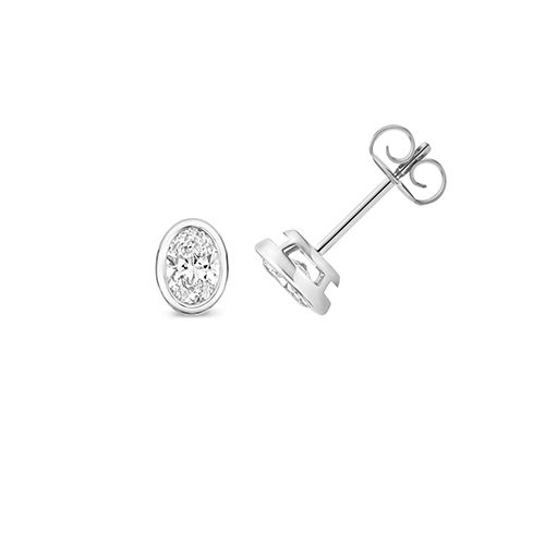 18CT 0.70CT LAB GROWN CERTIFIED OVAL RUBOVER EARRING STUDS