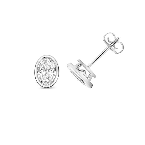 18CT 1.50CT LAB GROWN CERTIFIED OVAL RUBOVER EARRING STUDS