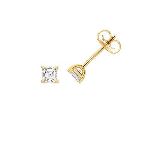 18CT 0.70CT LAB GROWN CERTIFIED ASSCHER CUT 4 CLAW EARRING STUDS