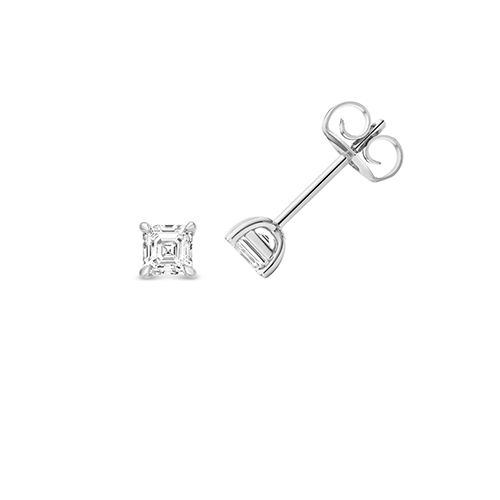 18CT 0.70CT LAB GROWN CERTIFIED ASSCHER CUT 4 CLAW EARRING STUDS