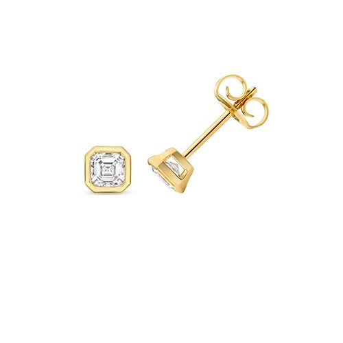 18CT 0.70CT LAB GROWN CERTIFIED ASSCHER CUT RUBOVER EARRING STUDS