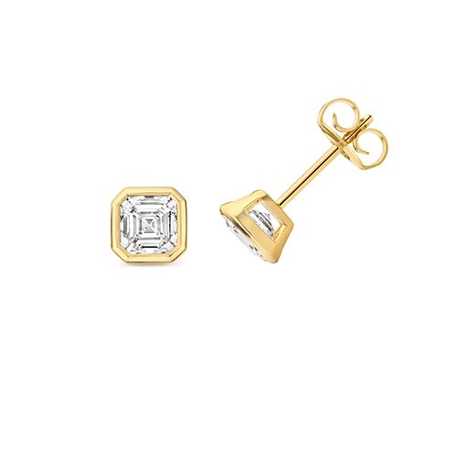 18CT 1.50CT LAB GROWN CERTIFIED ASSCHER CUT RUBOVER EARRING STUDS