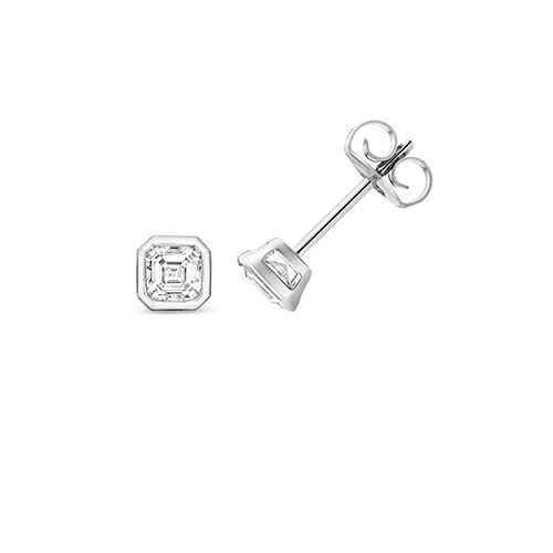 18CT 0.70CT LAB GROWN CERTIFIED ASSCHER CUT RUBOVER EARRING STUDS
