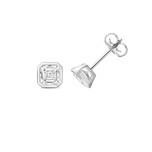 18CT 1.50CT LAB GROWN CERTIFIED ASSCHER CUT RUBOVER EARRING STUDS