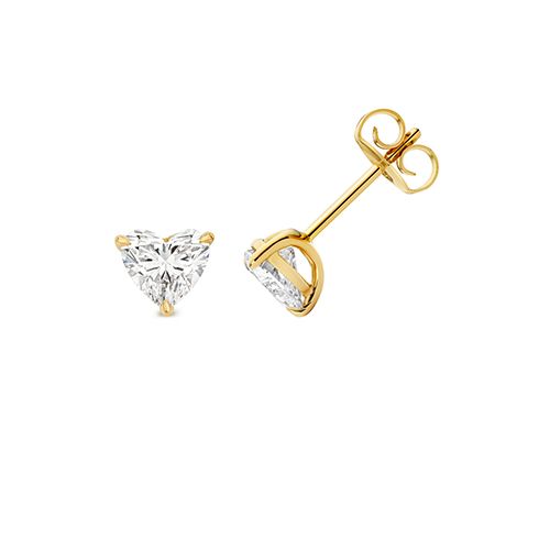 18CT 1.50CT LAB GROWN CERTIFIED HEART SHAPE 4 CLAW EARRING STUDS
